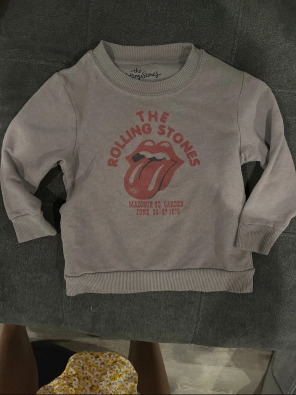 the Rolling Stones Kids Pullover Sweatshirt - Dusty Mauve with Red Graphic